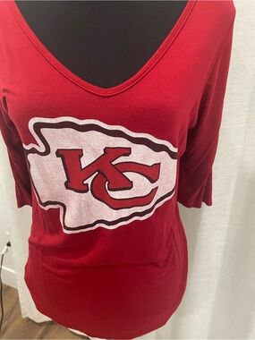 Kansas City Chiefs Red V-Neck Womens Top